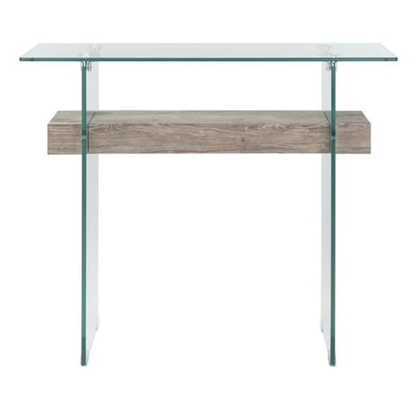Safavieh Kayley Console Table, Glass & Grey Oak CNS7001C - main